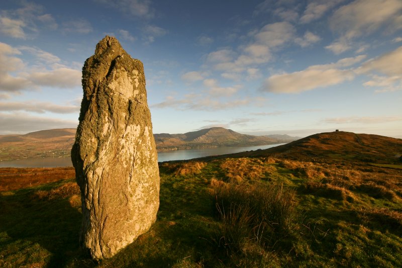 standing stone at  sunrise